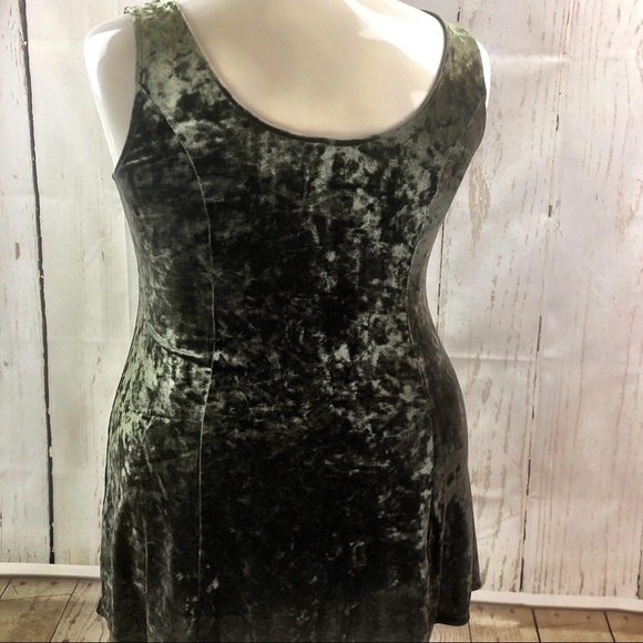 Plus Silver Sage Crushed Velvet Skater Dress - Picture 3 of 5